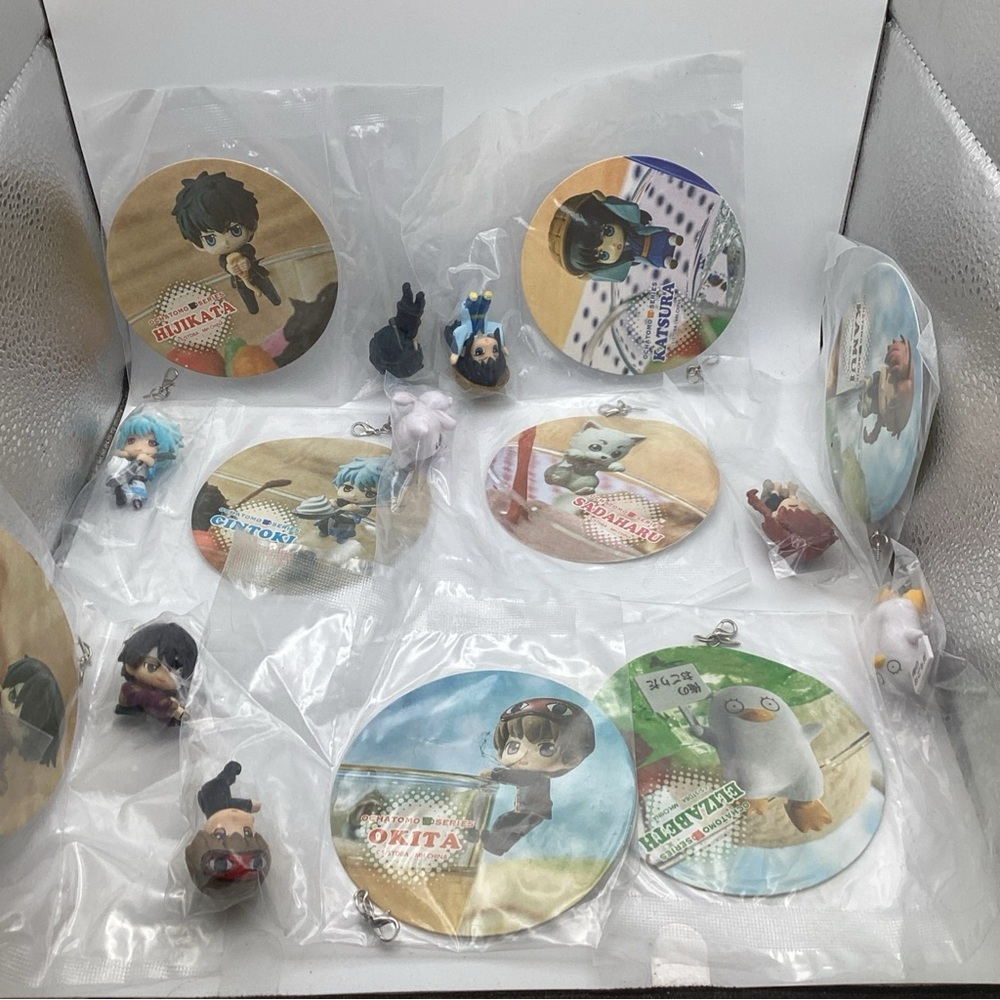 Gintama Freedom Series Ochatomo Cup Hanger Megahouse 1-Inch Mini-Figure Lot Of 8